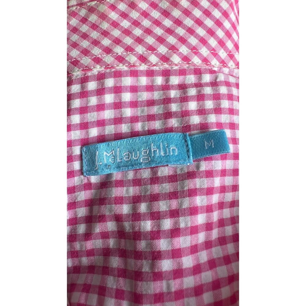 🎀 McLaughlin M Pink Gingham ButtonDown Shirt Preppy Cottagecore 90s Y2K Classic - Picture 4 of 4